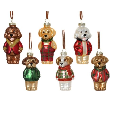 CANI PENDENTI VETRO 6 ASSORTITI H.10.9